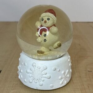 Vintage Musical Snowman Snow Globe Skating Sankyo Skater's Waltz 5.5" Plays